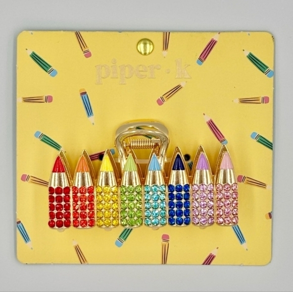 ✨️🌈 Piper K Beautiful Colorful Rhinestone Multicolor Pencil Hair Metal Clips ✨️ - Picture 1 of 3